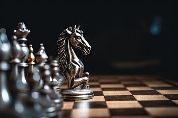 Leadership and Victory in Chess Game: Closeup of Horse and Pawn. Business Concept