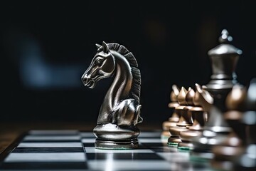 Leadership and Victory in Chess Game: Closeup of Horse and Pawn. Business Concept