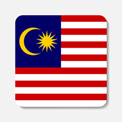 Flag of Malaysia flat icon. Square vector element with shadow underneath. Best for mobile apps, UI and web design.