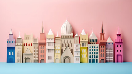 Fototapeta premium Origami Paper Art of sestieri square city created with Generative AI Technology