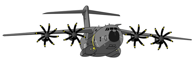 Airbus A400 Editable Vector Illustration - For Poster, Banner and Patch Design - obrazy, fototapety, plakaty
