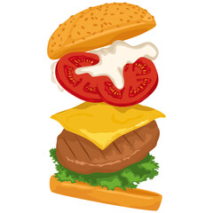 Fast Food Hamburger Illustration
