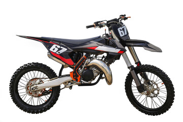 Motocross bike on white background. Suitable image for advertising purposes.