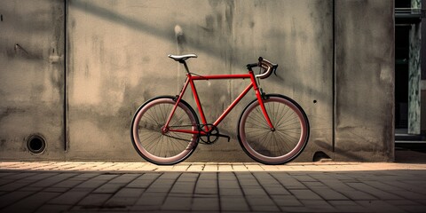 Fototapeta na wymiar A fixed gear bicycle, also known as a fixie, is a minimalist and stylish bike with a single gear and no freewheel, offering a direct and connected riding experience. Generative AI