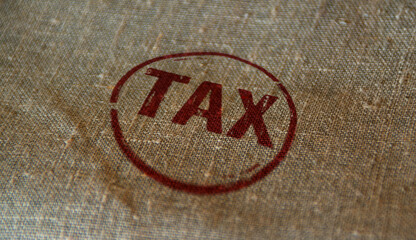 Tax and income taxation stamp and stamping