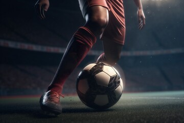 Fototapeta premium game soccer competition kick stadium ball foot football goal sport. Generative AI.