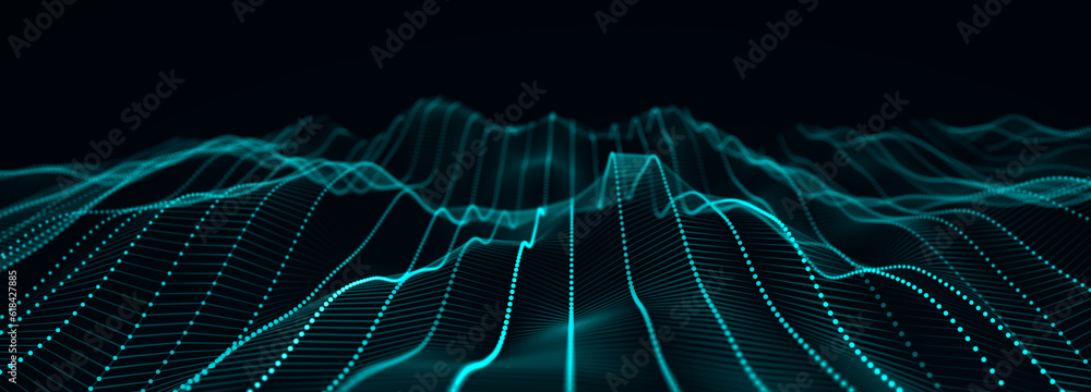 Poster Digital technology background. Network connection dots and lines. Futuristic background for presentation design. 3d