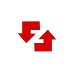 Red arrow turn icon on white background