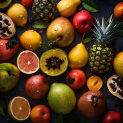 Naklejka na ściany i meble drop vitamin fruit background green food healthy strawberry fresh water orange. Generative AI.