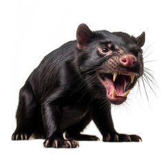 Adult Tasmanian devil marsupial realistic photo generative AI illustration isolated on white background. Wild cats animals concept