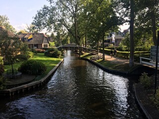 Giethoorn Holland, the Venice of the North. View of the canals