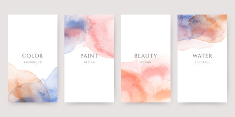 Abstract watercolor templates with imitation petals for card, invitation, cover or social media.
