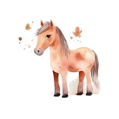  Little Horse Pony - Cute Hand Painted Style - Childish Watercolor Drawing - Fairy Tale Fantasy - Generative AI