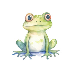 Little Frog Green - Cute Hand Painted Style - Childish Watercolor Drawing - Fairy Tale Fantasy - Generative AI
