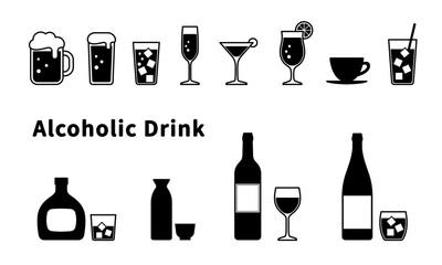 アルコールドリンクのアイコンセット_Alcoholic drink icon set - obrazy, fototapety, plakaty