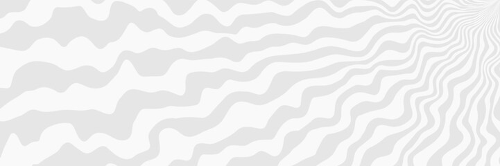 Simple wavy abstract background. Vector illustration of stripes with optical illusion, op art. Long horizontal banner.