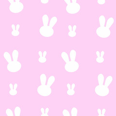 white bunny ears on a pink background., Seamless pattern
