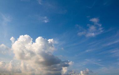 White cloud and blue sky for background,copy space for texts