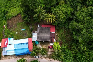 an aerial view of the Rumah Jerek Baru Village of Gua Musang Kelantan