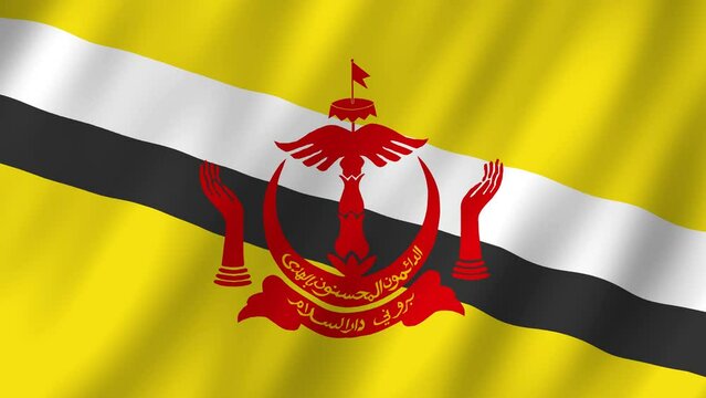 Flag of the brunei waving animation. looping National brunei darussalam flag animation background 4k