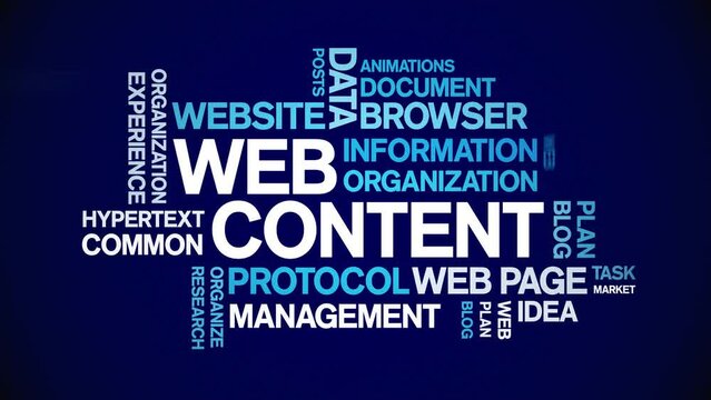 Web Content animated tag word cloud;text design animation kinetic typography seamless loop.