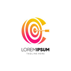 Letter C Target Initial Logo Design Vector Icon Graphic Emblem Illustration