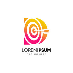 Letter D Target Initial Logo Design Vector Icon Graphic Emblem Illustration