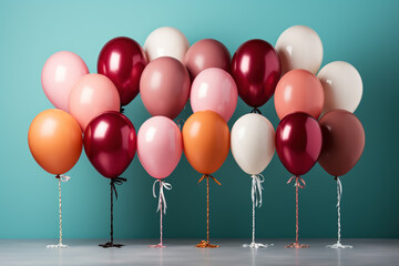 Bunch of colorful balloons over a seamless background. Generative AI