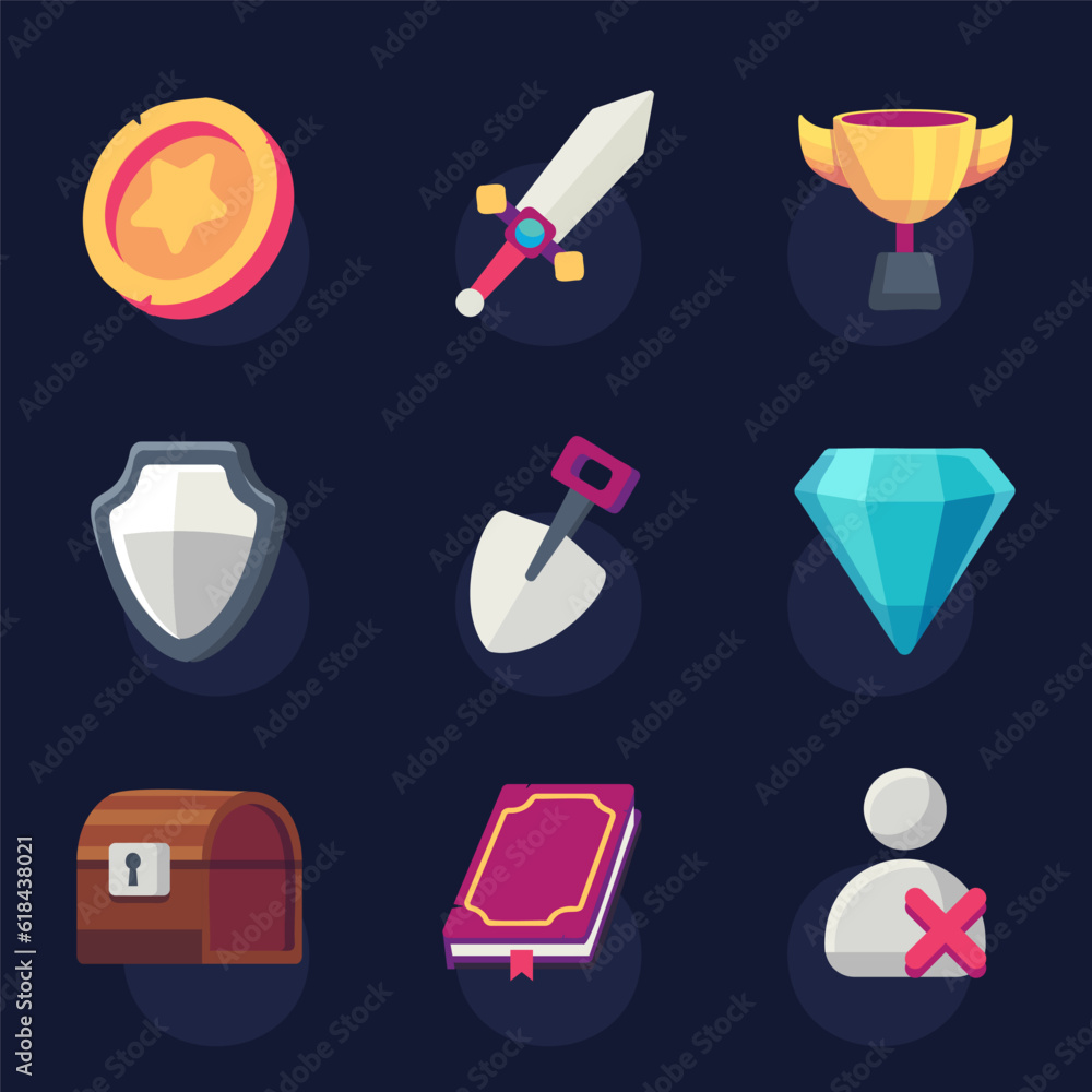 Aufkleber set of user interface gui to build 2d games