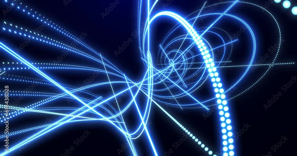 Poster sci fi abstract or technology background, rotating digital hud element from glowing lines.