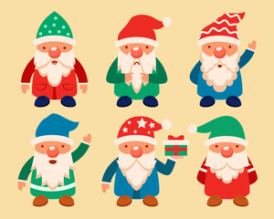 Set of little garden gnomes