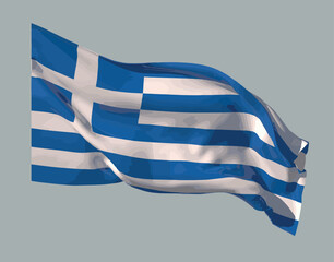 Flag of the Hellenic Republic waving in the wind. Vector.