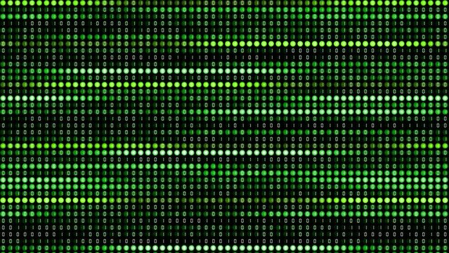 Digital screen with fast flashing and changing numbers. Variable digital computer code of ones and zeros. Looped animation with binary code in diodes.