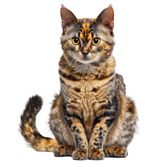 tortie cat looking isolated on white