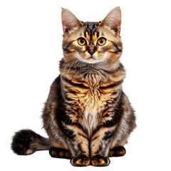 tortie cat looking isolated on white