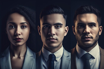 An expressive montage portraying the powerful synergy of diverse business professionals, embracing inclusion and innovation - Generative AI