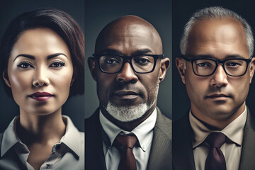 An expressive montage portraying the powerful synergy of diverse business professionals, embracing inclusion and innovation - Generative AI