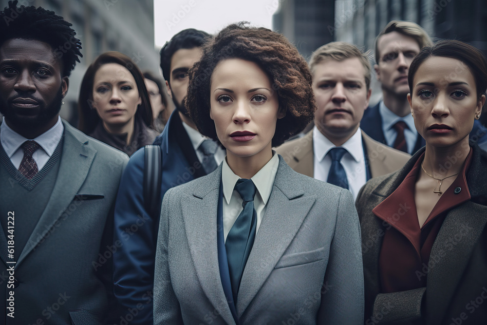 Poster a captivating collection of portraits displaying the unity and accomplishments of diverse business i