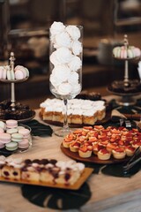 Beautiful wedding table setup with delicious food.