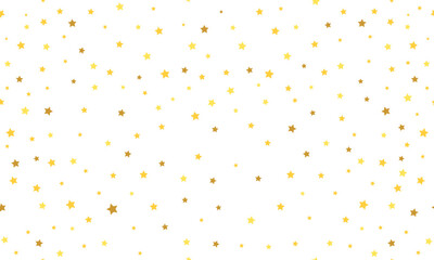 Abstract stars background. Gold stars pattern. Yellow glitter confetti.