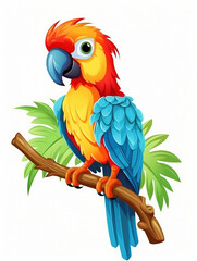 Cute parrot in cartoon style. Generative AI. - 618442891