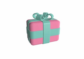 3D rendering of a pink present icon on white background