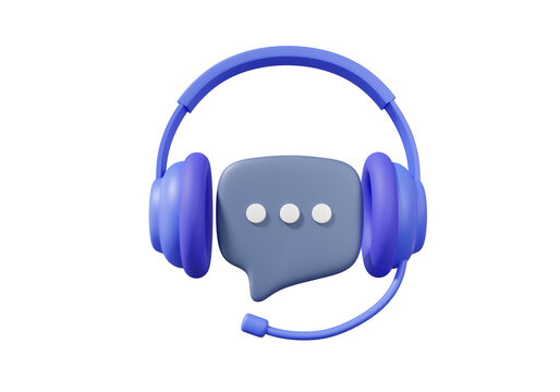 3D call center customer service icon helpdesk chat phone contact bubble social media on isolated background. Support consultant talk concept. minimal cartoon cute smooth. 3d render illustration