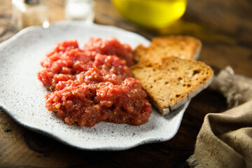 Traditional homemade steak tartare