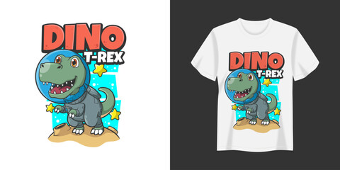 dino trex in space illustration tshirt and apparel printing design © Sembilan Galeri