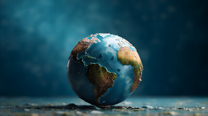 earth globe 3d with blue background studio