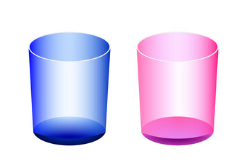 Blue and pink glasses set. Illustration of a glass cup.