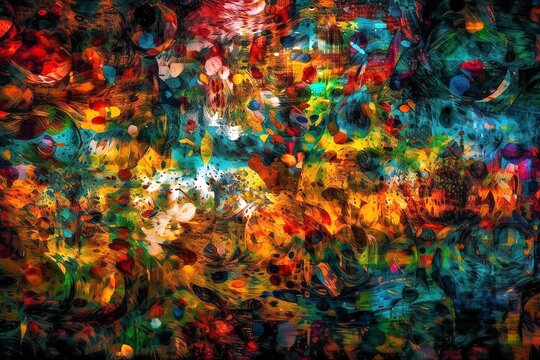 AI generated illustration of an abstract painting featuring a range of bright and vibrant colors