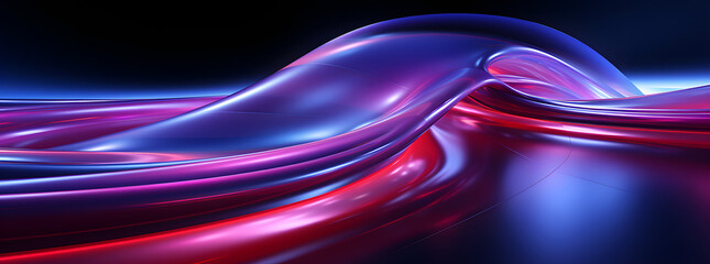 Light train motion illustration with dark background and neon and pink lights, sinuous lines and light violet and crimson, abstraction background création.