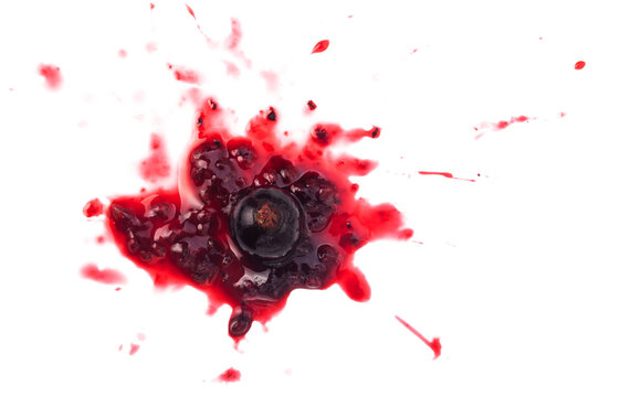Smashed black currant berries isolated on white background